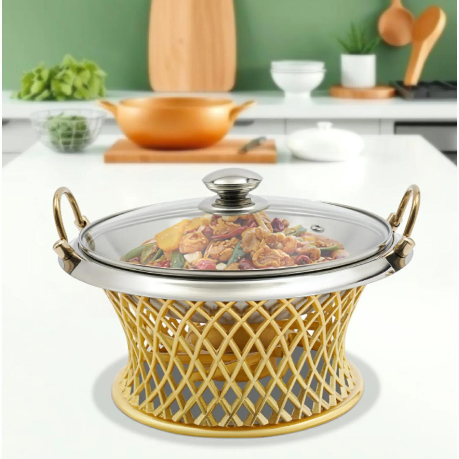 

BYMAOCAR Буфетная мармитница, Круглая мармитница, Мармитница с крышкой, Инструмент для барбекю, для буфета, свадьбы, мероприятия, праздника United States