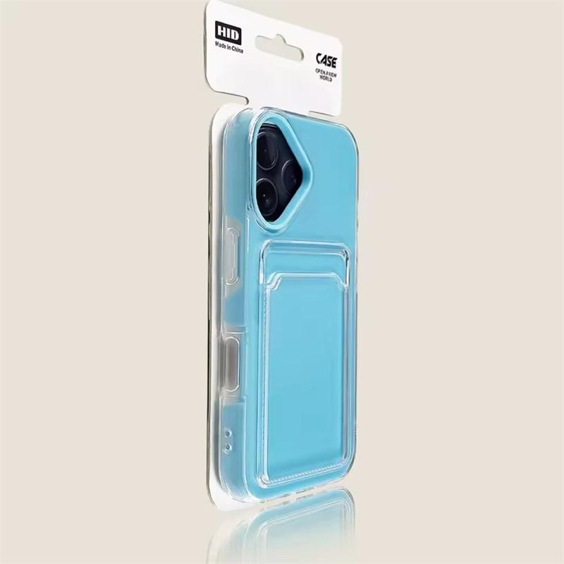 Candy Transparent Soft Silicone+PC Card Slot Case For iPhone 17 Air 16E 15 14 13 12 11 Pro Max Luxury Jelly Wallet Bumper Cover