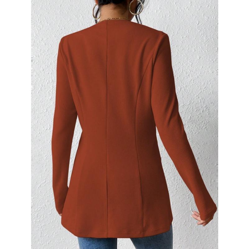DAFIFY Women's Fashion Casual Solid Color Print Autumn Winter Long Sleeve Jackets & Coats