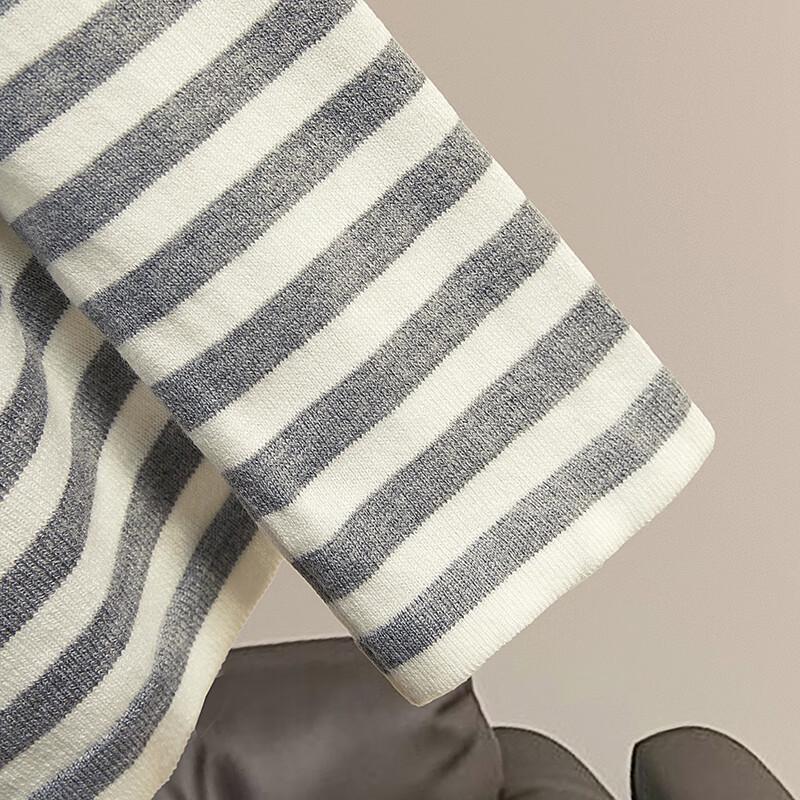 She Chi Women's Striped Wool Blend Off-Shoulder Knit Top