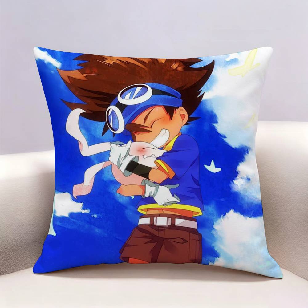 Cute Digimon Adventure Doublesided Print Pillow Case Pattern Printed Pillowcase For Living Room Sofa Cushion Cover