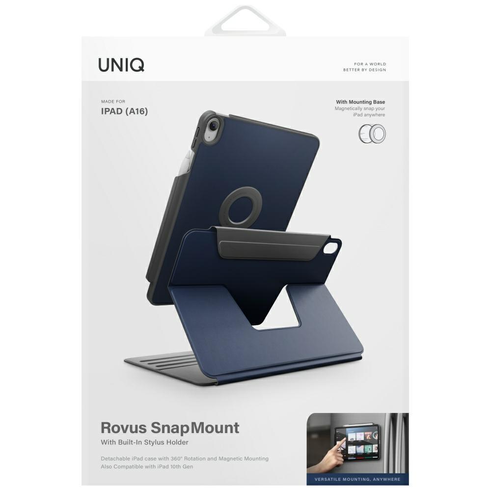 UNIQ Rovus Snapmount Magnetic 360 Rotating Detachable Case for iPad 11" A16 (2025) / iPad 10.9" 10th Gen. (2022) Navy Blue