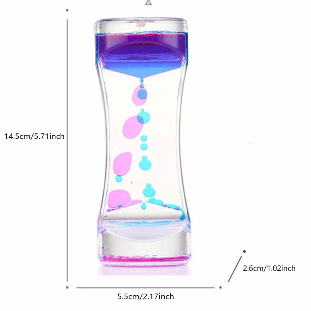 Double Colors Oil Hourglass Timer Creative Acrylic Floating Motion Bubble Timer Descending Sensory Bubble Visual Oil Hourglass