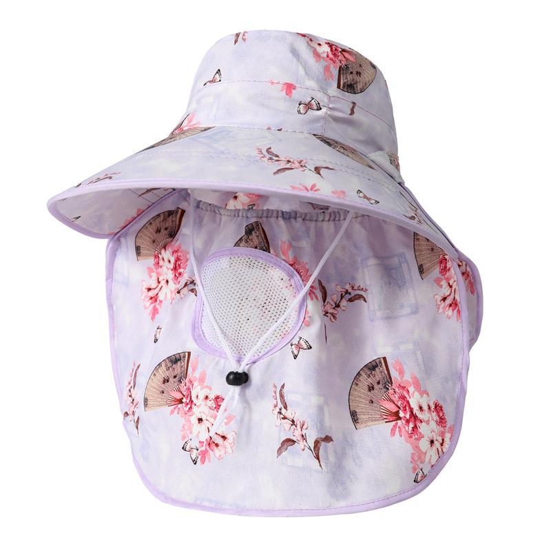 Big Eaves Tea Picking Hat Women'S Spring Summer Outdoor Sun Protection Sun Hat Face Mask Cycling Farm Hat