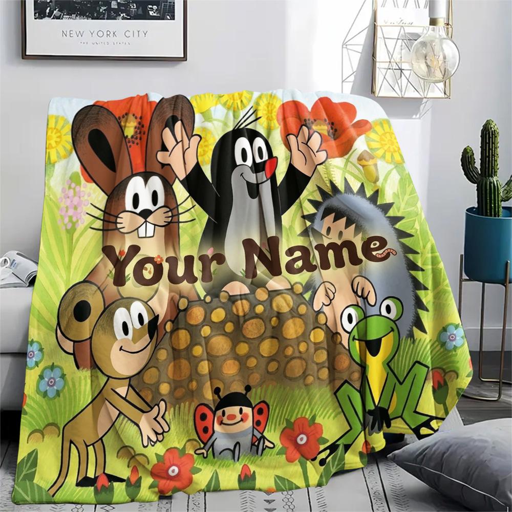 1PC Animal Friends Garden Custom Name Patterned Flannel Blanket Suitable For All Seasons For Home Decor Warmth And Comfort Gifts Holiday Present