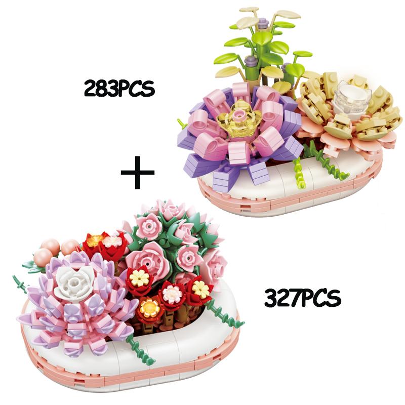 Yeni Yaratıcı Etli Saksı Bonsai Tuğla Şehir Çiçek Buketi Aydınlık Dekorasyon Yapı Taşı DIY Erkek Çocuk Oyuncakları Hediyeler