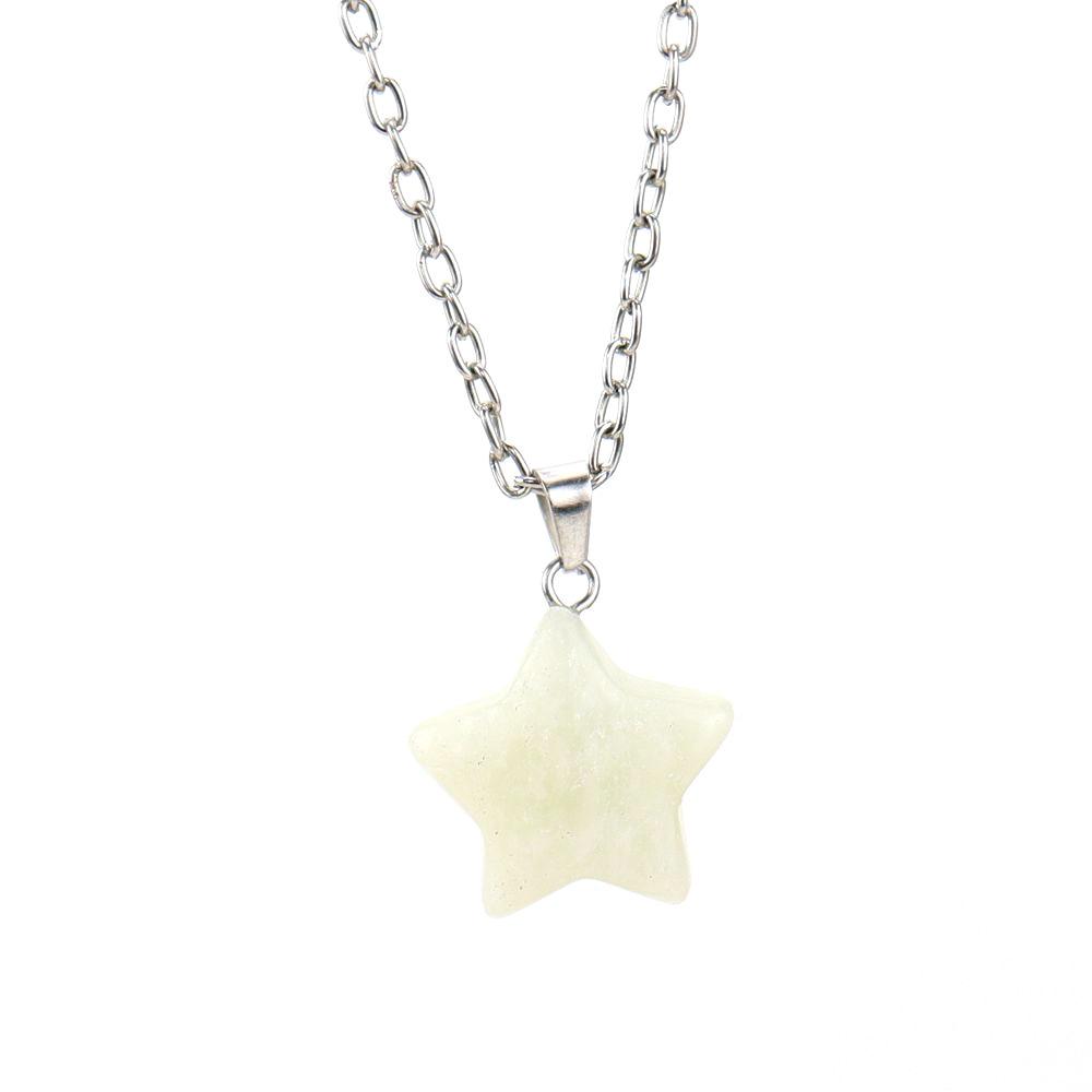 Natural Crystal Rough Stone Pendant, Five-Pointed Star Necklace, Small Star Jewelry Accessories N676