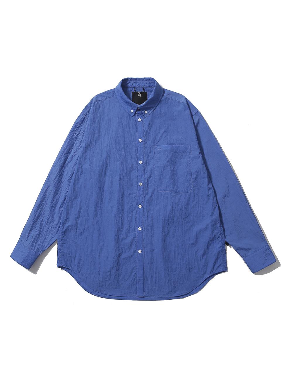 Huton Wide Button-Down Shirt Deep Ocean Medium