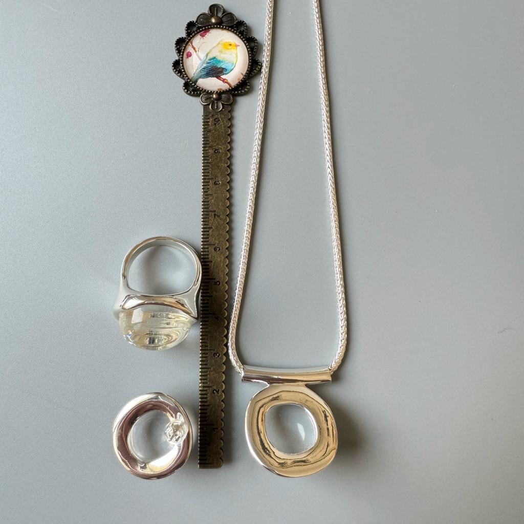 Original Designed Luxe Niche Aesthetic Matching Jewelry Set, Necklace Stud Earrings and Finger Ring for Women
