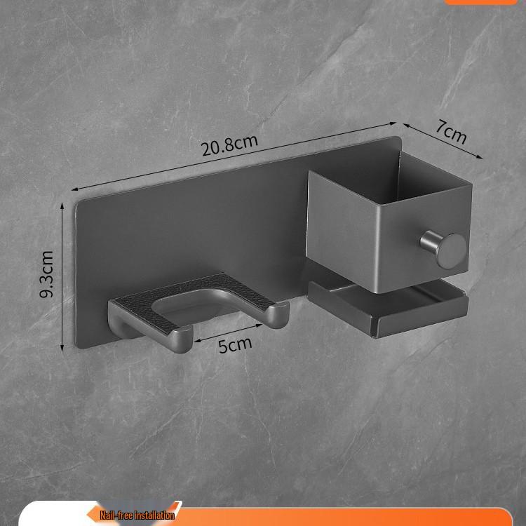 Wall-Mounted Stainless Steel Multifunctional Bathroom Hair Dryer Holder