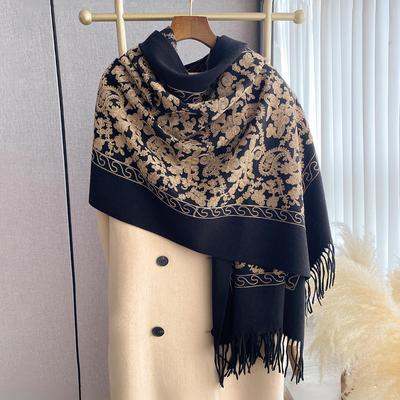 Luxury Design Winter Embroidery Cashmere Scarves High Quality Women Thicken Tassels Wrap Shawl Ladies Warm Wool Pashmina Scarf