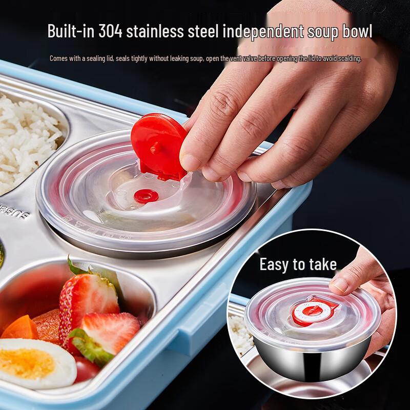 Lufenglai 304 Stainless Steel 5-Compartment Insulated Lunch Box