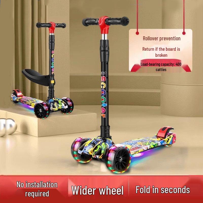 Children's Foldable Scooter for Ages 3-12, Pedal Model, Suitable for Boys and Girls