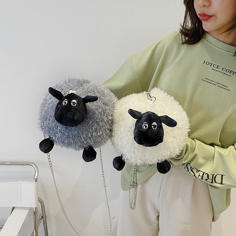 Shaun The Sheep Soft Material Streetwear Small Round Bag With Inner Storage For Girls