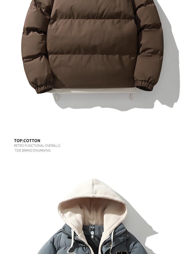 Chaqueta de algodón de invierno para mujer 2025: Con capucha, Estilo de dos piezas, Engrosado, Cálido, Ropa de abrigo de moda unisex