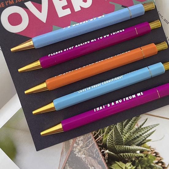 5 buc. Pixuri cu bilă retractabile, culori asortate, cu uscare rapidă, punct mediu, pixuri de birou pentru luarea de notițe, consumabile de scris