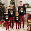 Parent Child Outfit Christmas Print Home Long Sleeved Top And Plaid Striped Trousers Set