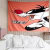 Looney Tunes Print Tapestry, Backdrop, Easy Setup, Ideal for Bedroom, Office & Living Room, with Aesthetic Wall Hanging Decor.