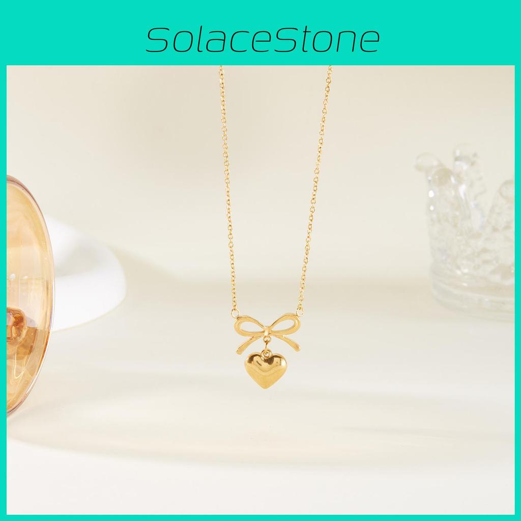 Minimalistische Schmetterlingsschleife Herz Anhänger Halskette mit vergoldetem Edelstahl für Damen