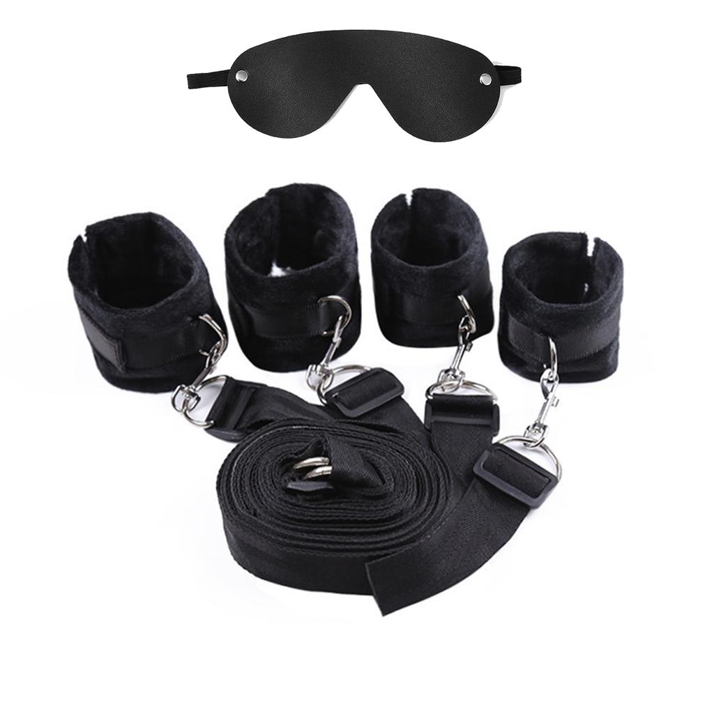 Restraint Bed Bondage Gear Female Handcuff Open Leg Cuff Strap System Eyeblinder Set Versatile Bedroom Games Set Toy Set