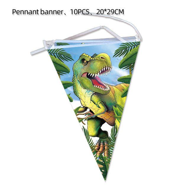

Jurassic Dinosaur Theme Party Supplies - Paper Plates, Paper Cups, Tissues, Triangular Flags, Hanging Whips, Disposable Tableware pennant 1set
