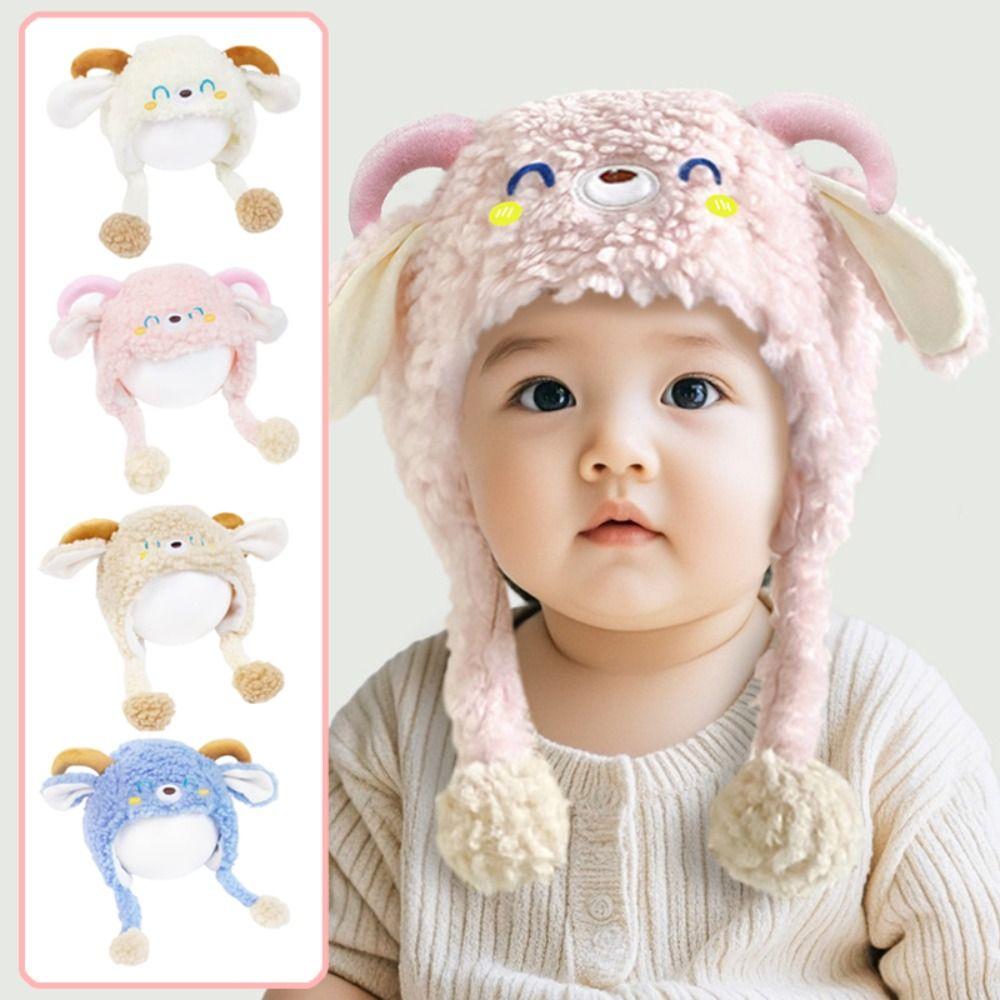Thickened Lamb Beanie Caps Kawaii Children's Pullover Hats Winter Warm Hat  Outdoor Activities