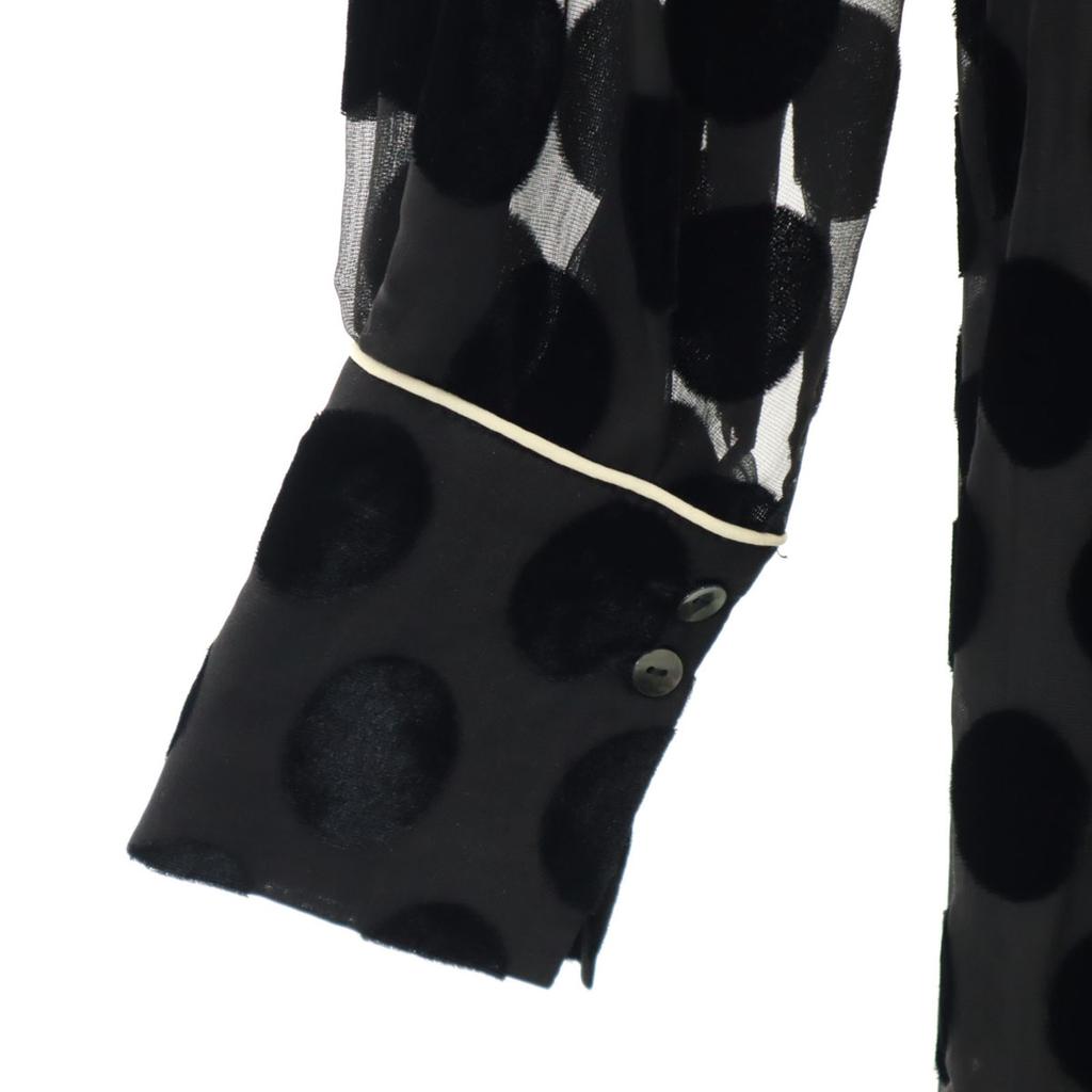 CLANE Dot Pattern Long Sleeve Sheer Long Dress 1 Black Polka Dot Women Used
