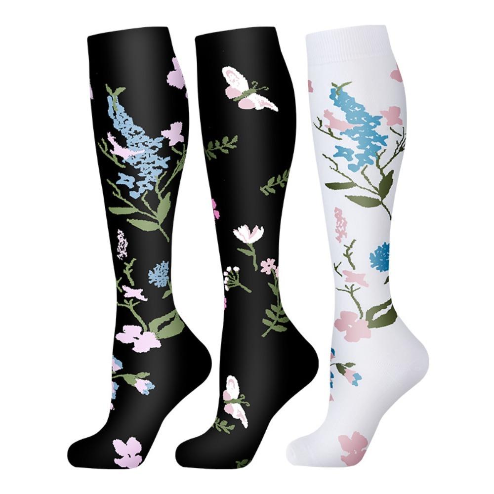 3 Pairs Breathable Compression Socks Soft Nurse Calf Pressure Leg Socks  for Outdoor Sports