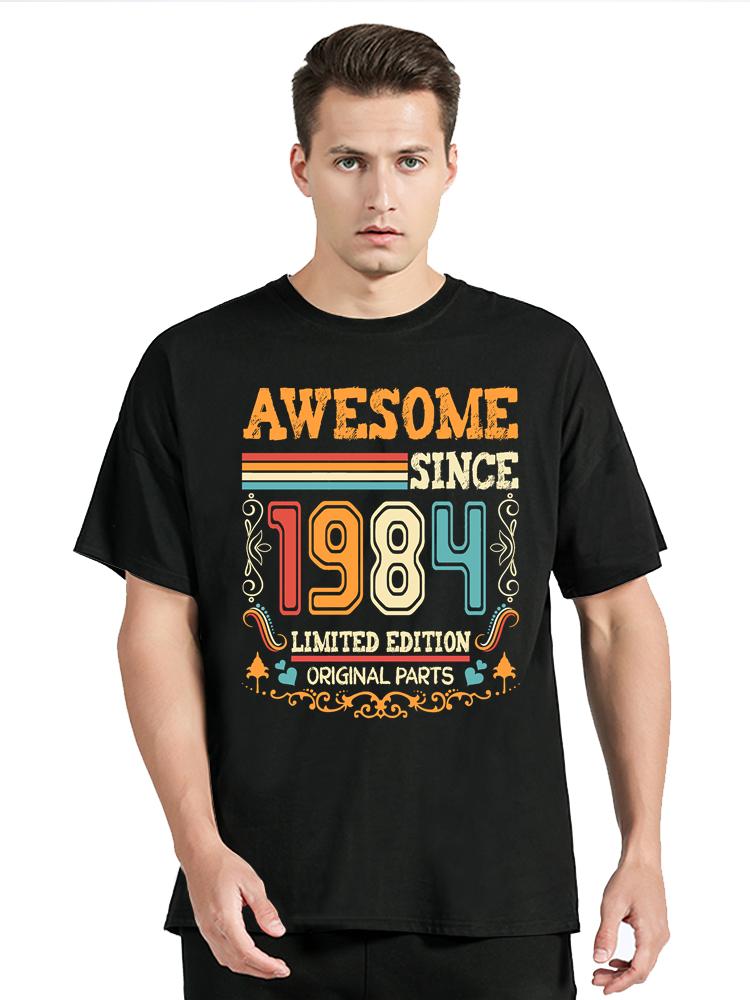 Vintage December 1984 Birthday T-Shirtunisex Clothing Oversized Tshirt O-neck Fashion Retro T Shirt Born In 1984 New Casual Tops