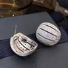 Celebrity temperament geometric stud earrings, bread light layer zircon earrings, light luxury atmosphere smart classic earrings
