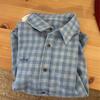Women's Retro Blue Plaid Shirt - Spring/Autumn, Long Sleeve, Slim Fit, Casual Layering.