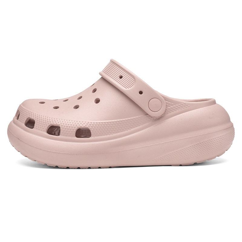 Plain board puffs EVA hole shoes for women's summer new thick-soled heightening non-slip beach cool slippers for women