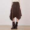 Betu Women's Suede A-Line Skirt with Belt