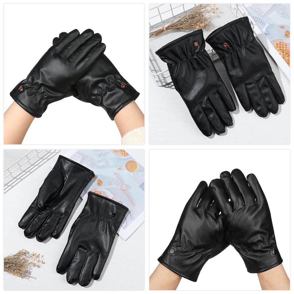 

Winter Outdoor Sport Full Finger Mittens PU Leather Mitts Touch Screen Gloves Sport Cycling Gloves Women