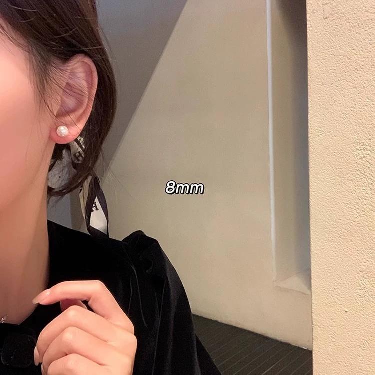 

Элегантные классические серьги-пусеты с жемчугом, минималистичные, гипоаллергенные, женские украшения, подарок 8mm/pair