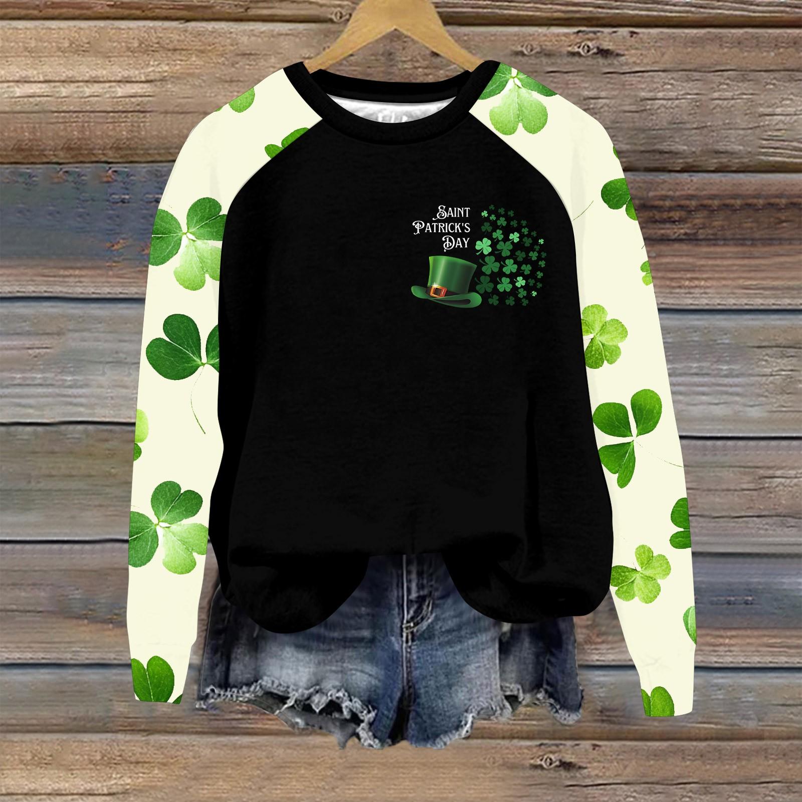 

Женский модный рукав реглан St. Повседневная толстовка с круглым вырезом и принтом ко Дню Святого Патрика XL светло-зеленый