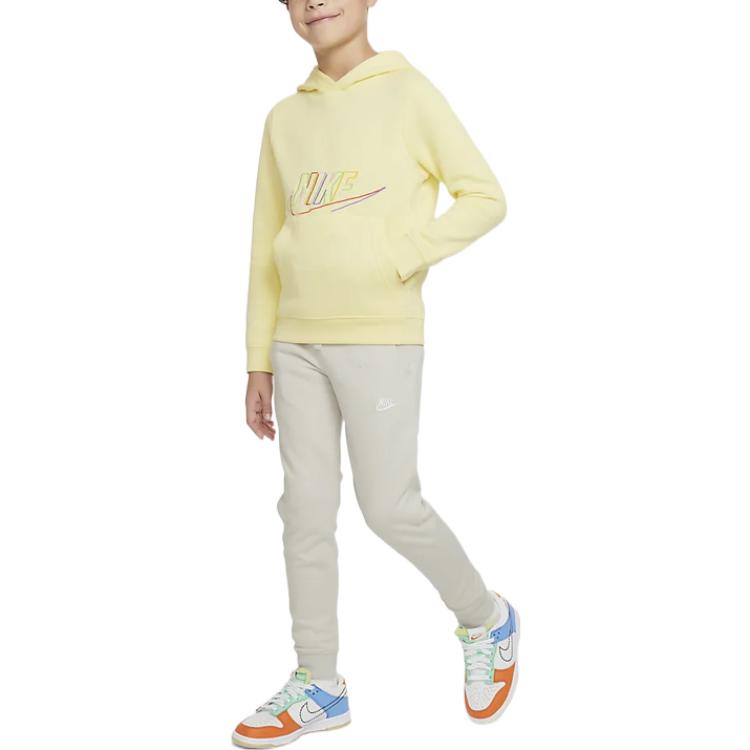 Nike Printed Letter Hooded Long Sleeve Sweatshirt Kids Tops Yellow DX5087706