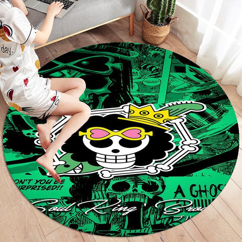 One Piece Straw Hat Pirates Round Area Rug Carpet Rug For Living Room Bedroom Sofa Playroom Decor Nonslip Floor Mat