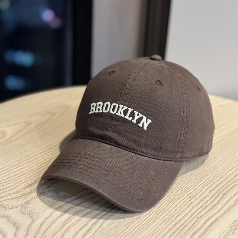 Four Seasons Cotton Wide Brim Letter Embroidery Cap Female Face Small Out of the Street Shade Baseball Cap Couple ins Versatile