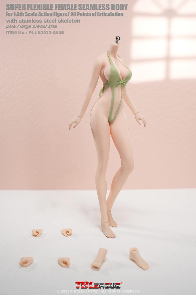 OBEST TBLeague Scale 2D Seamless Body with Bikini Pale Headless 1/6 Figure, Girl, Ultra-Flexible Set, PLLB2022-S50B, Skin,