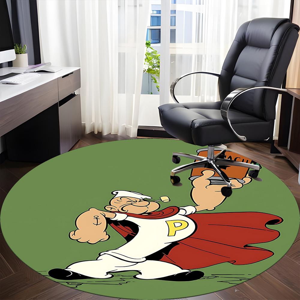 1pc Popeye Spinach Office Round Area Rug, Under Office Chairs Bedroom Living Room Home Decor, Room Decoa1016130