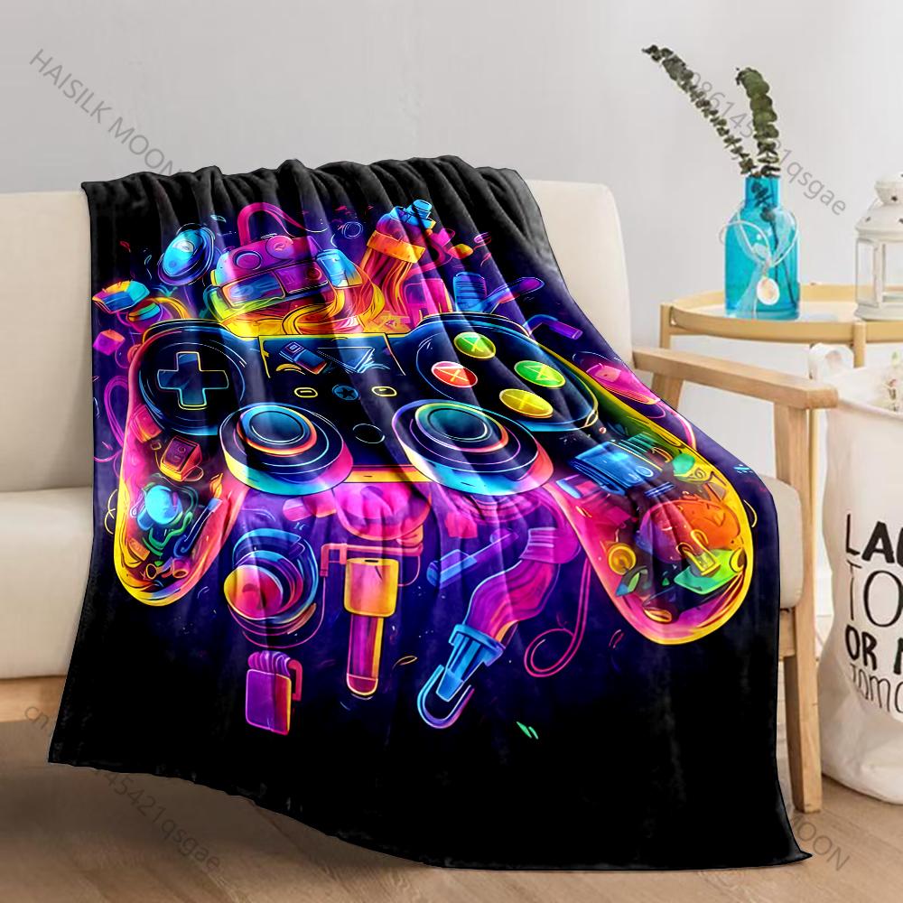 Game Controller with Colorful Elements Blanket Suitable for Home Bedroom Sofa Travel Camping Blanket Various Sizes for Gifts