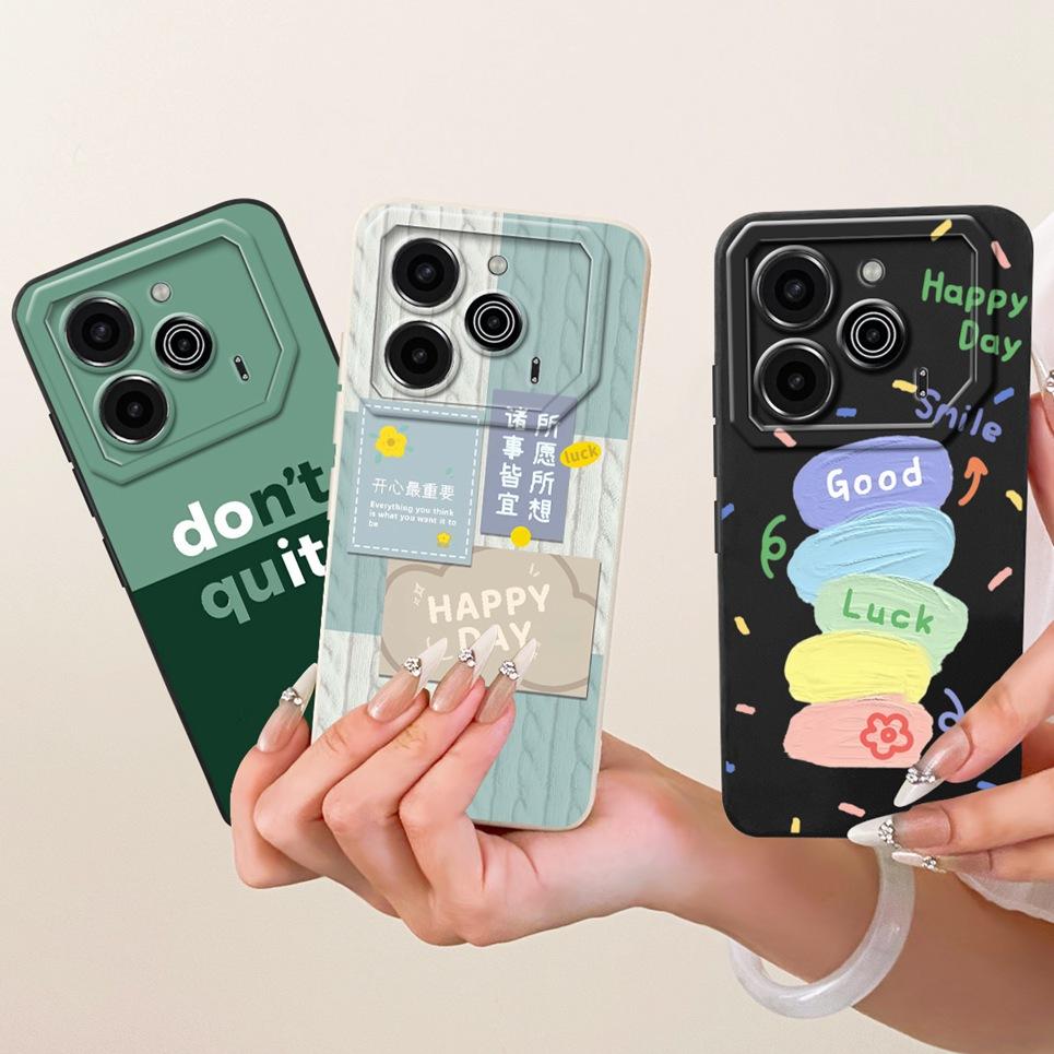 Phone Case For Tecno Pova 6 LI7 / Pova 6 Pro LI9 Casing Liquid Silicone Cartoon Dragon Funny Cat Seabeach Pattern Back Cover