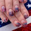 French Independence Day Wearable Nails - Glitter Red, White, Blue Glossy Manicure, 24 Removable False Nails