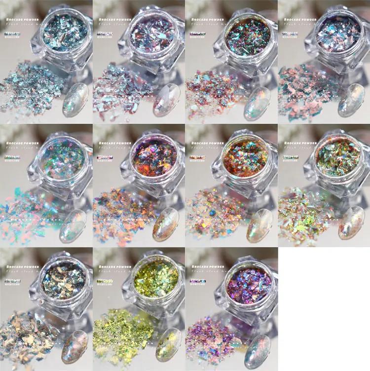 1box Nail Art Glitter Stars Aurora Opal Sequins Nail Rhinestones Gradient Polarized Watercolor Magic Nail Decoration Kit