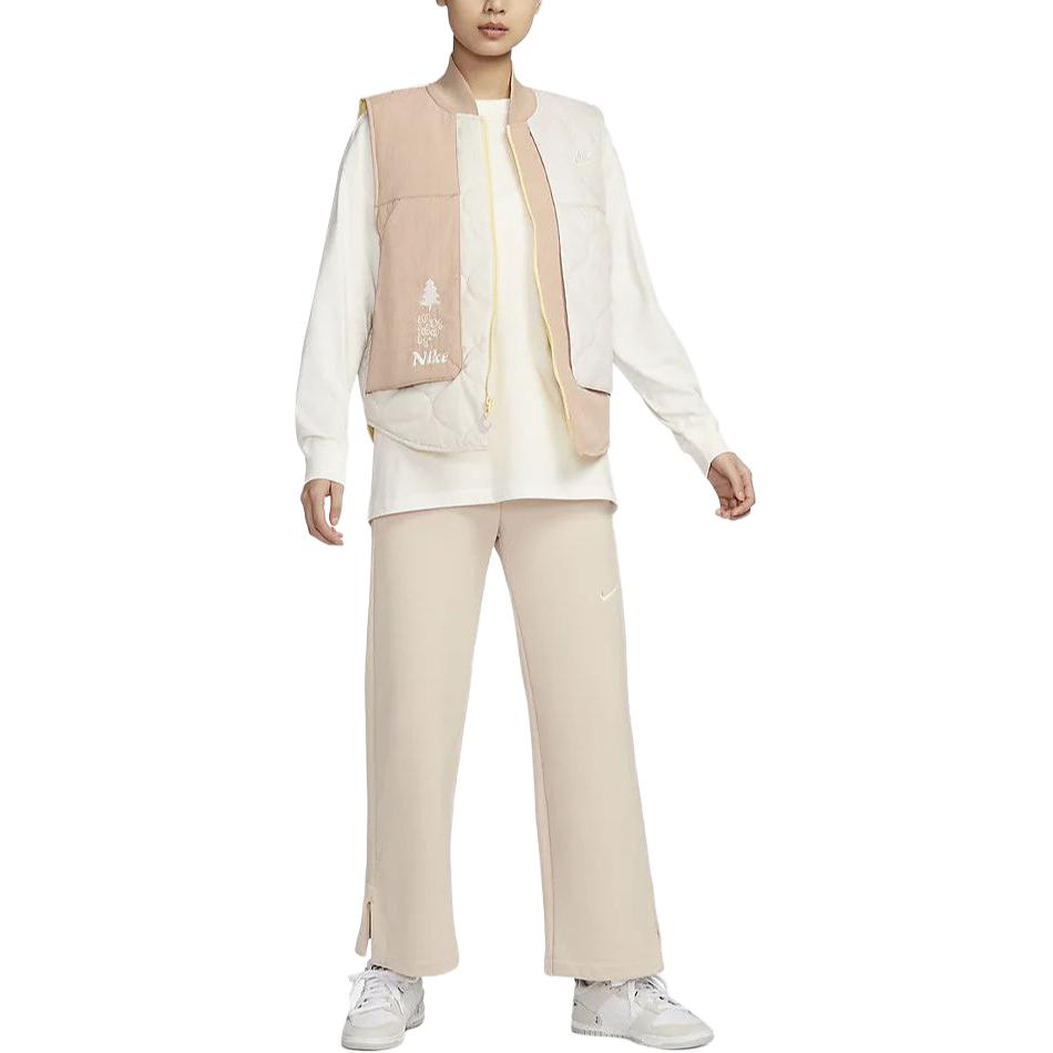 Nike Odzież sportowa Użytkowa Kolorowy Blok Wodoodporna Zapinana na zamek kamizelka Damskie kamizelki Khaki FZ6564-200