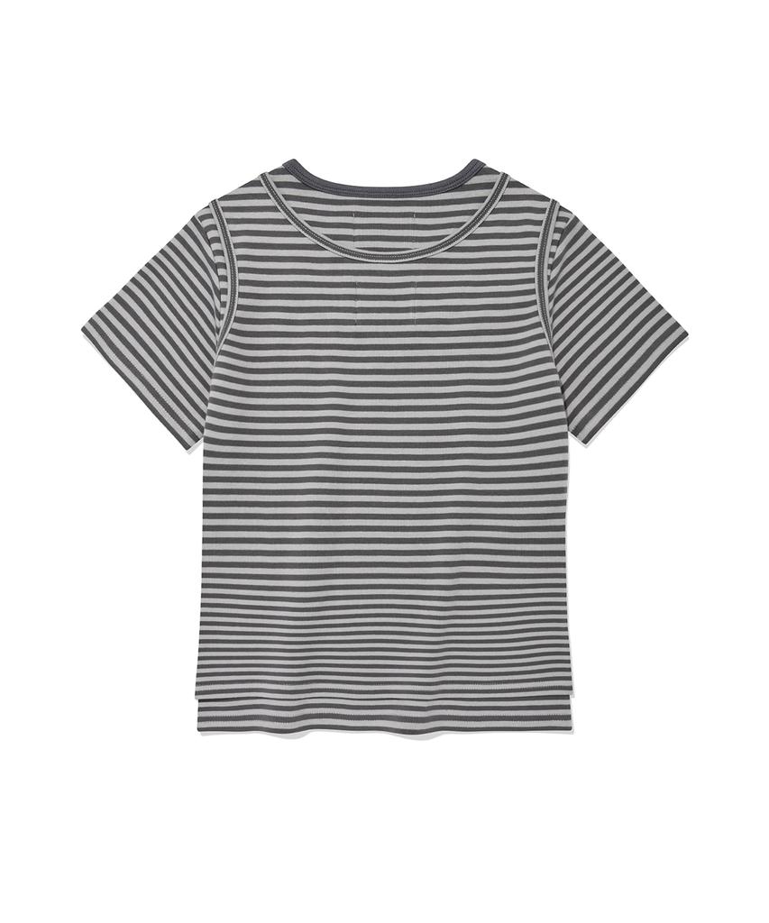 RETRIEVER CLUB Layered Stripe Crop Tee [Gray]