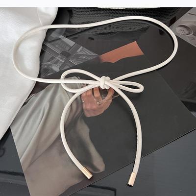 New Fashion Non-hole Round Rope Belt Waist Chain Solid Color Leather Thin Belt Waist Band Women