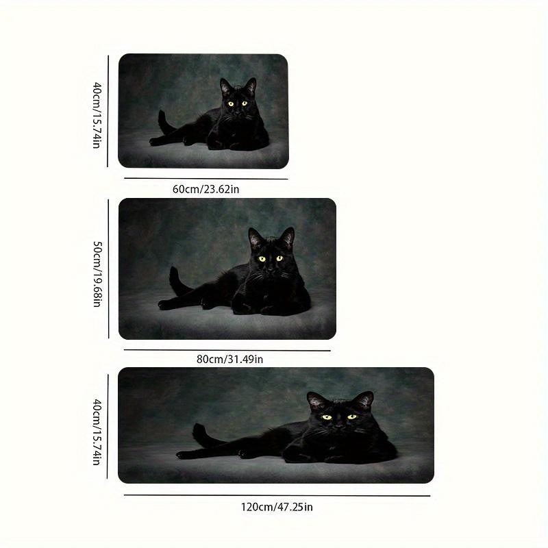 VIKAMA Black Cat Carpet Gray Stain Resistant Soft Non Slip Kitchen Rug Doormat Bedroom Living Room Welcome Mat Home Decor Trendy 40cm x 60cm