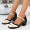 European and American Fashion Foreign Trade Large Size High Heel Strap Sandals Women's Cross-border New Summer Baotou Block Heel Sandals